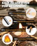 5 in 1 Ferro Rod Fire Starter Kit, Survival Gear Tool with Flint and Steel, Emergency Whistle, Credit Card Multitool, Compass & Waterproof Tinder for Outdoor, Emergency, Camping, Hiking, Gifts for Men