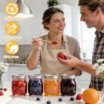 BIGIVACA 16 oz Wide Mouth Mason Jars, 12 Pack Overnight Oats Containers with Lids - Fruit Carved Design Glass Canning Jars for Food Storage, Preserving, Pickling, Meal Prep, DIY Crafts and Home Decor