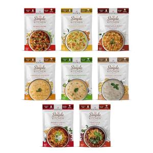 READYWISE - Simple Kitchen, Soup Sampler, Variety Pack, 8 Servings Per Pouch, Soup Mix, Family Size, MRE, Gluten Free Options, Freeze Dried Food, Ready To Eat Meals, Hiking & Backpacking Food, Soup for Family, Pack of 8