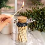 Decorative Black Wooden Safety Matches in Glass Jar