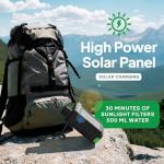 Greeshow Electric Portable Water Filter Camping with Solar Panel/Hand Crank/USB Charging/Emergency Light for Survival Hiking Backpacking Travel Outdoor, Phone Charger, GS-2811, 0.01 Micron 5-Stage