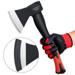 Camping Axe，15” Small Hatchet for Chopping Wood and Splitting ，Forged Carbon Steel ，Fiberglass Shock Reduction Handle with Anti-Slip Grip
