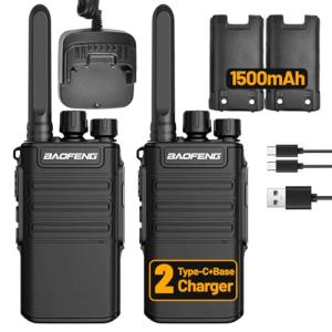 Rechargeable Walkie Talkies for Adults,Baofeng BF-V8 FRS Radios Long Range Walkie Talkie Walky Talky Family Two Way Radio USB-C 1500mAh Battery Flashlight for Hiking Camping Trip(2 Pack)