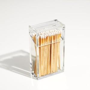 Clear Acrylic Match Case – 4 in Safety Matches – White Match Tip - Natural Wood Stick (White/Natural)