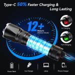 LETMY Rechargeable Flashlights High Lumens, 2 Pack 5000 Lumens Super Bright LED Tactical Flashlight, 3 Modes Samll Powerful Flash Lights with Clip, Waterproof Flashlights for Home Emergency Camping