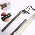 4 Inch Survival Ferrocerium Drilled Flint Fire Starter, Ferro Rod Kit with Paracord Landyard Handle and Striker, 4"(Long) x 3/8