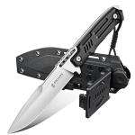 Dragon Creek Fixed Blade Knife - Outdoor Survival Knife for Camping Hiking Birthday Gift Men Silver