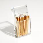 Clear Acrylic Match Case – 4 in Safety Matches – White Match Tip - Natural Wood Stick (White/Natural)