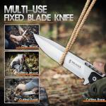 Dragon Creek Fixed Blade Knife - Outdoor Survival Knife for Camping Hiking Birthday Gift Men Silver