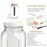 PEDOBALI 12 Pcs Complete Kefir Starter Kit with Plastic Lid, Cotton Cloth, Nylon Mesh Strainer, Cover and Wooden Spoon 64 oz Kombucha Fermenter Kit Wide Mouth Mason Jar Fermenter Jar for Home Brewing