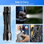 LETMY Rechargeable Flashlights High Lumens, 2 Pack 5000 Lumens Super Bright LED Tactical Flashlight, 3 Modes Samll Powerful Flash Lights with Clip, Waterproof Flashlights for Home Emergency Camping