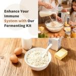 PEDOBALI 12 Pcs Complete Kefir Starter Kit with Plastic Lid, Cotton Cloth, Nylon Mesh Strainer, Cover and Wooden Spoon 64 oz Kombucha Fermenter Kit Wide Mouth Mason Jar Fermenter Jar for Home Brewing