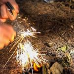 4 Inch Survival Ferrocerium Drilled Flint Fire Starter, Ferro Rod Kit with Paracord Landyard Handle and Striker, 4"(Long) x 3/8