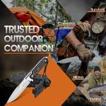 Dragon Creek Fixed Blade Knife - Outdoor Survival Knife for Camping Hiking Birthday Gift Men Silver