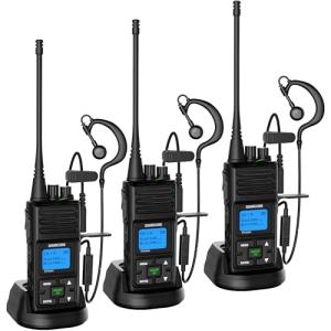 SAMCOM 2 Way Radios FPCN30A Two Way Radios Long Range Rechargeable 5 Watts UHF Programmable Professional Handheld Radios Walkie Talkies with Group Call,1500mAh Battery and Earpieces,3 Packs