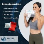 Archer MedTech CPR Face Shield for Pocket or Key Chain – Emergency Face Shield with One-Way Valve, Durable Keychain, Latex-Free Rescue Barrier for Adults, Children & Infants, First Aid & CPR - 6-Pack