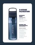 LifeStraw Go Series Water Filter Bottle - BPA-Free, Removes Bacteria, Parasites, Microplastics, Improves Taste, 22oz, Aegean Sea