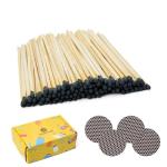 IGNITE EASE 3" Black Safety Matches 100 Count Bulk with Striker, Long Reach Wooden Matchsticks for Candles, Bathroom Decor, Fireplace, Camping, Gifts
