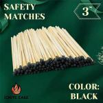 IGNITE EASE 3" Black Safety Matches 100 Count Bulk with Striker, Long Reach Wooden Matchsticks for Candles, Bathroom Decor, Fireplace, Camping, Gifts