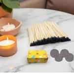 IGNITE EASE 3" Black Safety Matches 100 Count Bulk with Striker, Long Reach Wooden Matchsticks for Candles, Bathroom Decor, Fireplace, Camping, Gifts