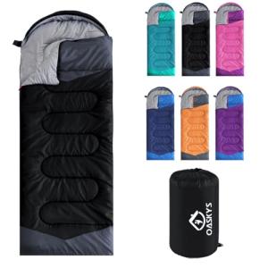 oaskys Camping Sleeping Bag - 3 Season Warm & Cool Weather - Summer Spring Fall Lightweight Waterproof for Adults Kids - Camping Gear Equipment, Traveling, and Outdoors