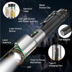 EverBrite Rechargeable EDC Flashlight with White Light and Green Beam, 500 Lumens Zoomable LED Flash Light, Magnetic Work Light with Pocket Clip and USB-C Cable, for Repair Working Camping Emergency