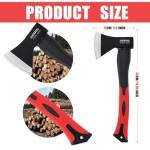 Chopping Axe, 15”Outdoor Hatchet Forged Carbon Steel Heat Treated Hand Maul Tool, Fiberglass Shock Reduction Handle with Anti-Slip Grip,Red