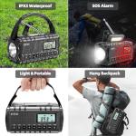 QAUYYW Upgraded 37000mWh Emergency Hand Crank Radio AM/FM with LED Flashlight Solar Radio, Portable Weather Radio, Emergency Cell Phone Charger for Family Outdoor Camping and Emergency Rescue Us