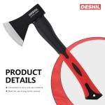 Chopping Axe, 15”Outdoor Hatchet Forged Carbon Steel Heat Treated Hand Maul Tool, Fiberglass Shock Reduction Handle with Anti-Slip Grip,Red