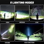 Rechargeable Flashlights 90,000 Lumens, Super Bright LED Flashlight High Lumens with USB Cable, 5 Modes Waterproof Flashlight Powerful Flash Light for Home Camping Hiking