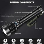 Rechargeable Flashlights 90,000 Lumens, Super Bright LED Flashlight High Lumens with USB Cable, 5 Modes Waterproof Flashlight Powerful Flash Light for Home Camping Hiking