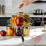 2pcs 10 Inch Stainless Steel Canning Rack with Jar Lifter Tongs Set - Heavy Duty Canning Basket for Water Bath Canner & Pressure Canner - Fits Stock Pot, Mouth Quart Jars for Home Canning (10 inch)