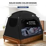 UNIHIMAL Bed Tent for Adult and Kids,Indoor Portable Light Reducing Twin Size Canopy Tents Breathable Lightweight Private Space for Bed(Black)