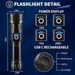 UUYEE 3Pack Rechargeable Flashlights High Lumens, Super Bright Flashlight, 5Modes LED Flashlight Rechargeable, Adjustable Tactical Flashlights High Powered, Flash Lights for Emergency Camping Home