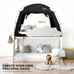 UNIHIMAL Bed Tent for Adult and Kids,Indoor Portable Light Reducing Twin Size Canopy Tents Breathable Lightweight Private Space for Bed(Black)