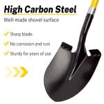 Heavy Duty 56-Inch Gardening Shovel with Fiberglass Handle