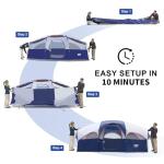 Blue 8-Person Waterproof Family Camping Tent