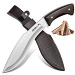 TIVOLI Kukri Fixed Blade Knife - Full Tang Survival Knife with Sheath, Heavy-Duty Hunting Knives for Camping, Bushcraft, Gardening & Outdoor Adventures – Great Gift for Men