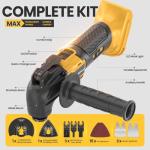 No Battery | Cordless Oscillating Multi-Tool Compatible with DeWalt 20V MAX Batteries,Brushless Motor (6000-20000 OPM), 6-Speed, 4° Swing Angle, 23-Piece Accessory Kit for Sanding, Cutting & Scraping