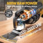 No Battery | Cordless Oscillating Multi-Tool Compatible with DeWalt 20V MAX Batteries,Brushless Motor (6000-20000 OPM), 6-Speed, 4° Swing Angle, 23-Piece Accessory Kit for Sanding, Cutting & Scraping