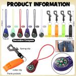 Relaxweex 24 Pcs Compass and Whistle Sets for Kids 12 Mini Hiking Pocket Compass Paracord 12 Small Whistle Keychain Lanyard for Hiking Survival Outdoor Camping Boy Safety Party Favor Toy Bulk