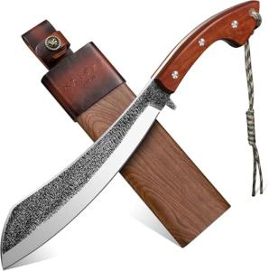 Golden Bird Parang Machete Knife - 9.5 Inch Heavy Duty Machete for Cutting Trees,Bushcraft,Survival,Outdoor Hunting and Camping - Full Tang with Wooden Sheath - Yard Work Tool, for Men