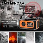 irjeen 12000mAh Emergency Radio, Portable Weather Alert Radio AM/FM/NOAA, Hand Crank with Flashlight, Reading Lamp, SOS Alarm, USB Charger, for Home & Outdoor Emergency (Orange)