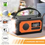 irjeen 12000mAh Emergency Radio, Portable Weather Alert Radio AM/FM/NOAA, Hand Crank with Flashlight, Reading Lamp, SOS Alarm, USB Charger, for Home & Outdoor Emergency (Orange)