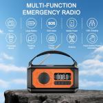 irjeen 12000mAh Emergency Radio, Portable Weather Alert Radio AM/FM/NOAA, Hand Crank with Flashlight, Reading Lamp, SOS Alarm, USB Charger, for Home & Outdoor Emergency (Orange)