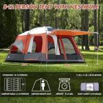 8–10-12 Person Camping Tent, 2 Room Family Tent with Zippered Divider, Porch, Rainfly, Extra Large Waterproof Cabin Tent with 3 Mesh Doors & Windows, Easy Setup 7.1 ft Tall Tent for Outdoor Camping