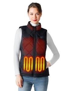 ELTENA Professional Women's Heated Vest with 20000mAh Battery equipped with Flashlight (US, Alpha, XX-Large, Regular, Regular, Standard, Black)