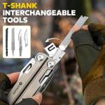 BIBURY Titanium Alloy Multitool with Damascus Knife, EDC Multi tools with Replaceable Wire Cutters, Scissors, Screwdriver Bits, Titanium Handle Multi-Tool for Camping, Survival, Repair - BI2049TI