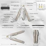 BIBURY Titanium Alloy Multitool with Damascus Knife, EDC Multi tools with Replaceable Wire Cutters, Scissors, Screwdriver Bits, Titanium Handle Multi-Tool for Camping, Survival, Repair - BI2049TI