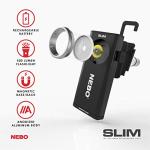 NEBO Slim Work Light, USB Rechargeable Bright Pocket Light with Clip, Hook and Magnetic Base for Hands-Free Lighting Portable COB LED Dimmable Work Light Flashlight 500 Lumens -Black